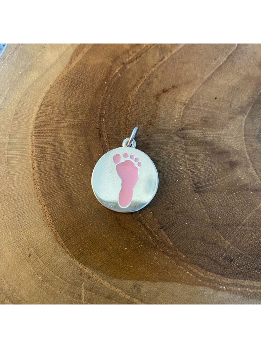 James Avery Pink Enamel Footprint Charm, Sterling Silver